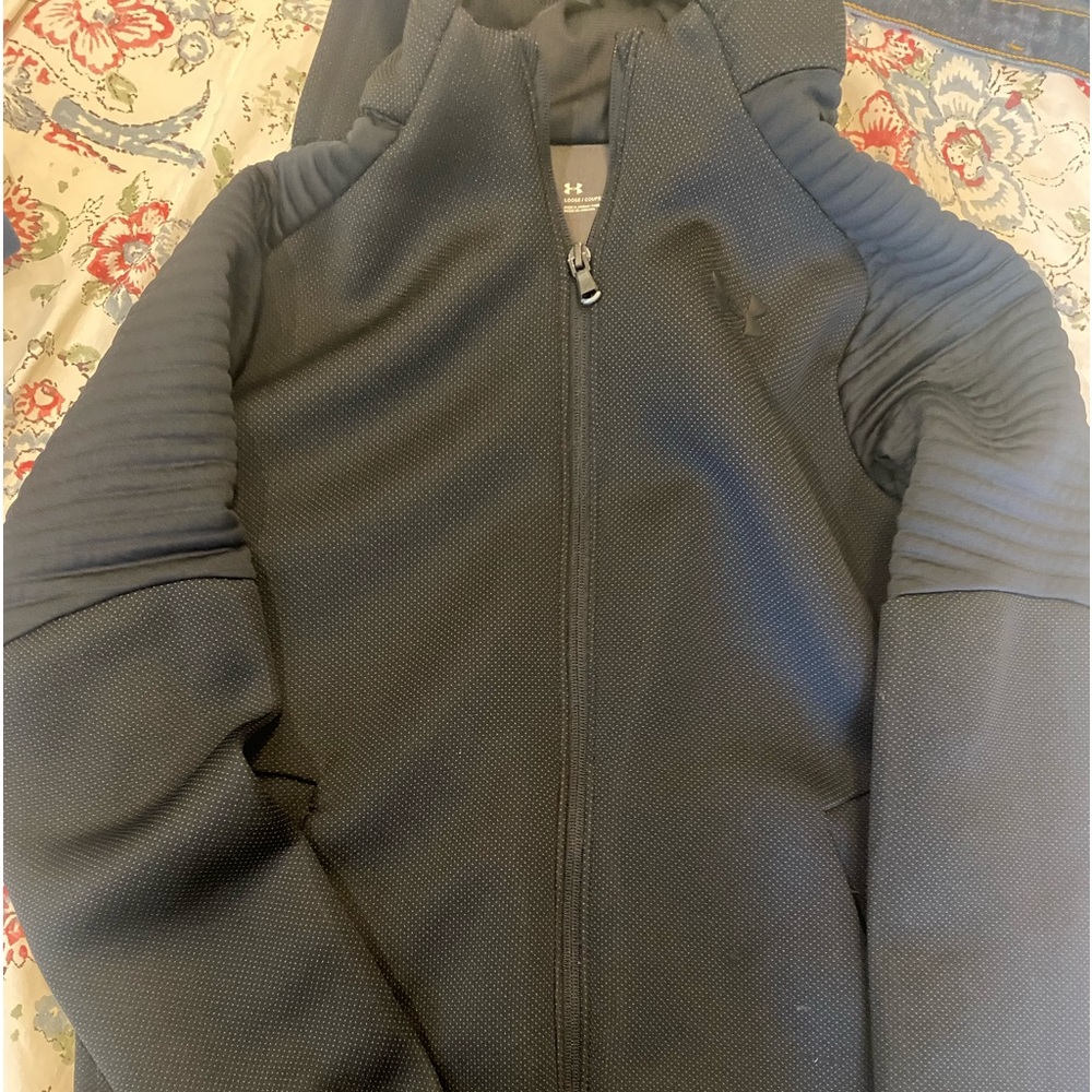 Gently used Boy Under Amour full zip sweater with hood youth large
